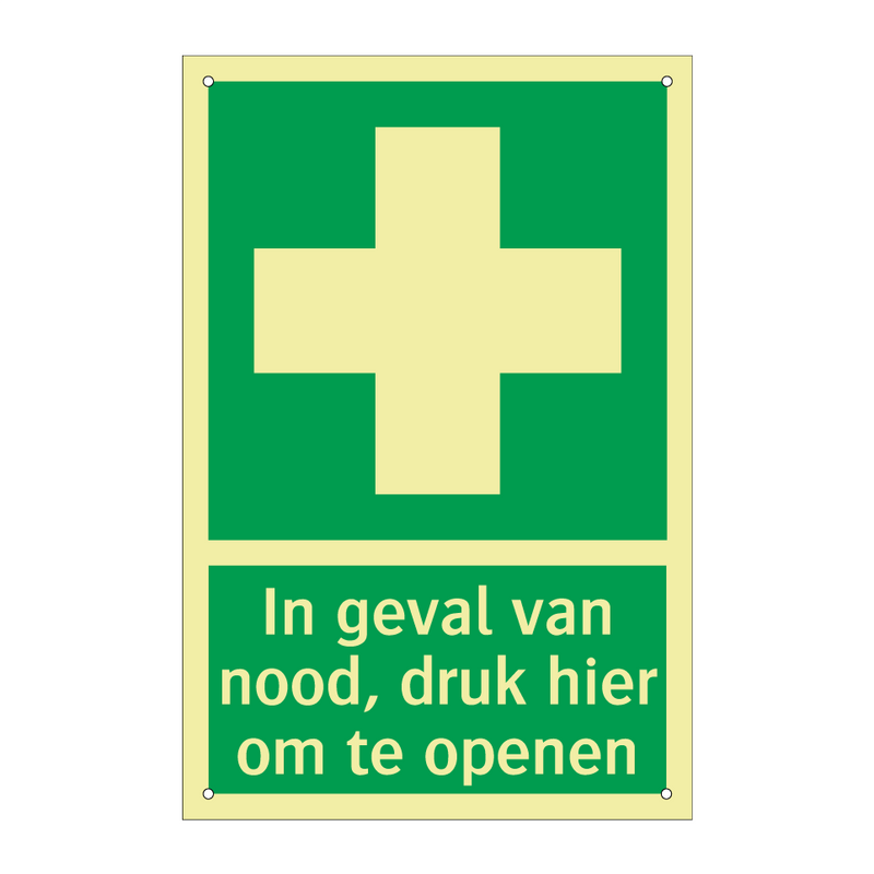 In geval van nood, druk hier om te openen & In geval van nood, druk hier om te openen