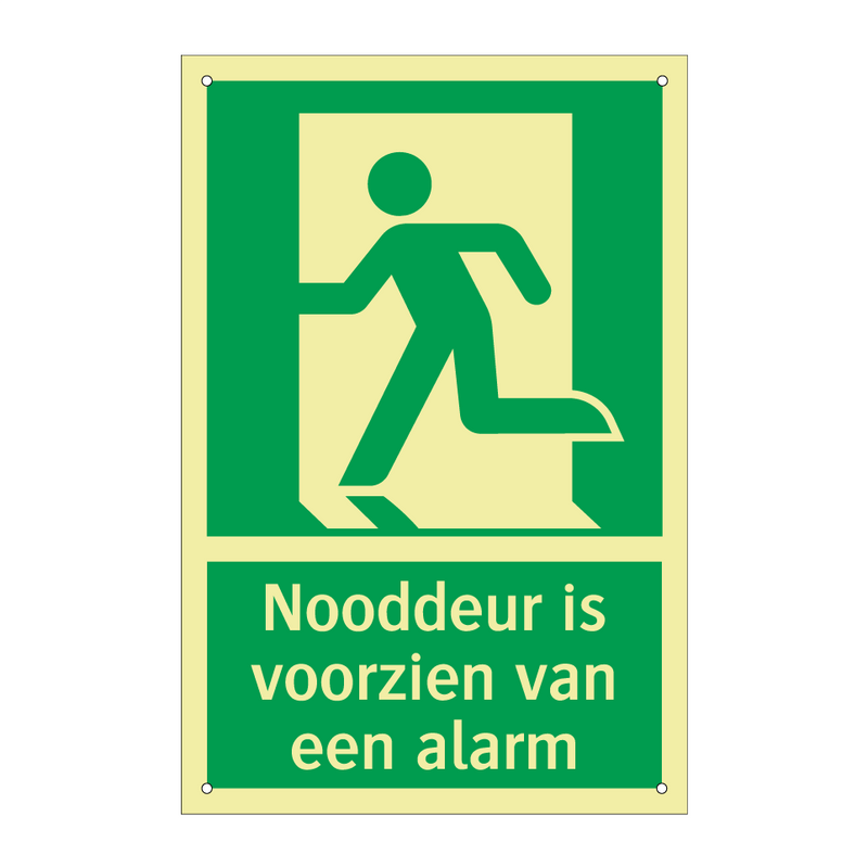 Nooddeur is voorzien van een alarm & Nooddeur is voorzien van een alarm