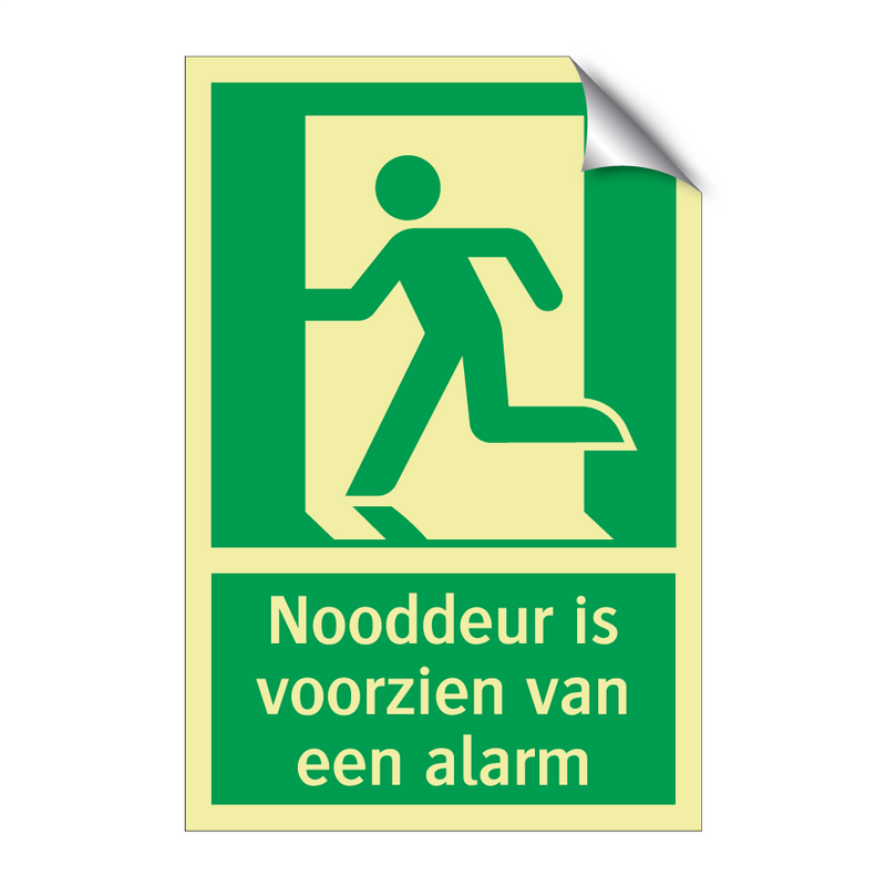 Nooddeur is voorzien van een alarm & Nooddeur is voorzien van een alarm