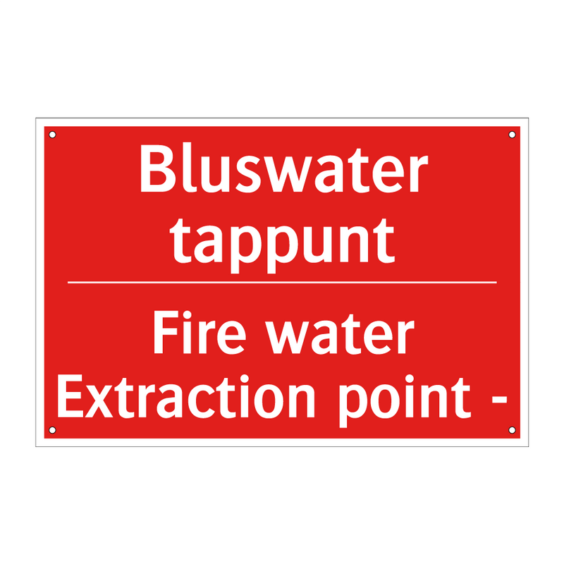 Bluswater tappunt - Fire water - extraction point -