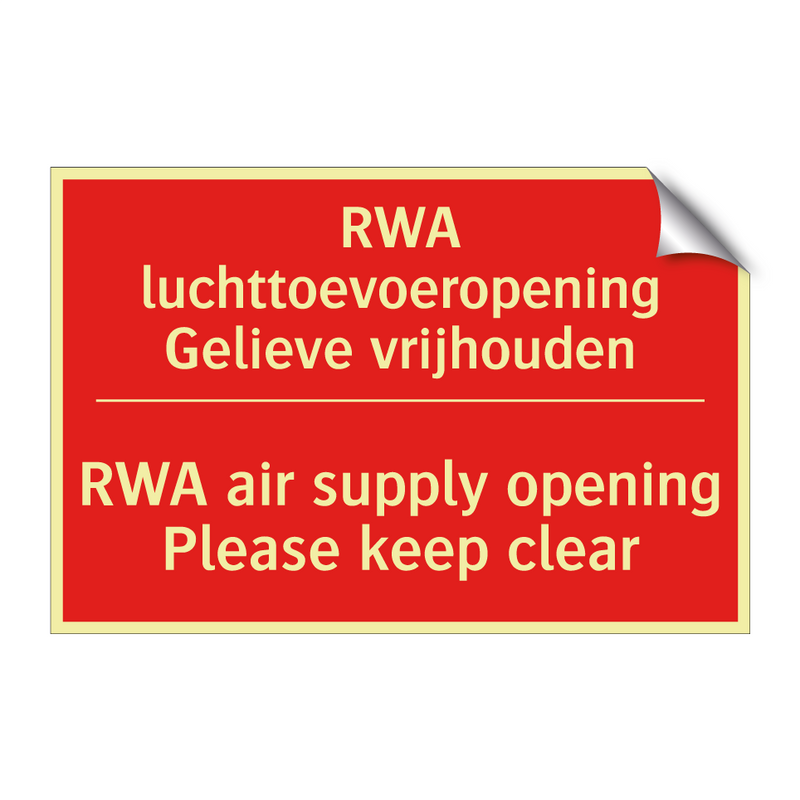 RWA luchttoevoeropening Gelieve vrijhouden - RWA air supply opening Please keep clear