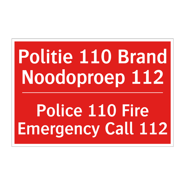 Politie 110 Brand Noodoproep 112 - Police 110 Fire Emergency Call 112