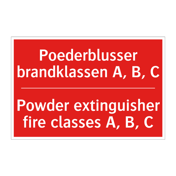 Poederblusser brandklassen A, B, C - Powder extinguisher fire classes A, B, C