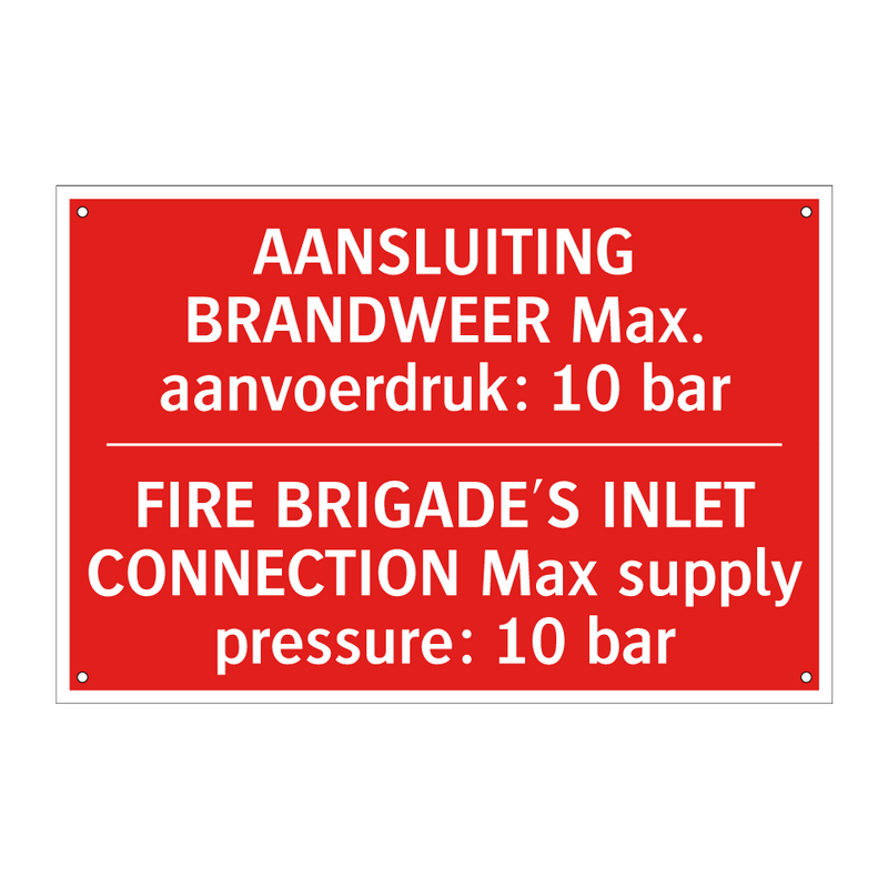 AANSLUITING BRANDWEER Max. aanvoerdruk: /.../ - FIRE BRIGADE'S INLET CONNECTION Max supply /.../