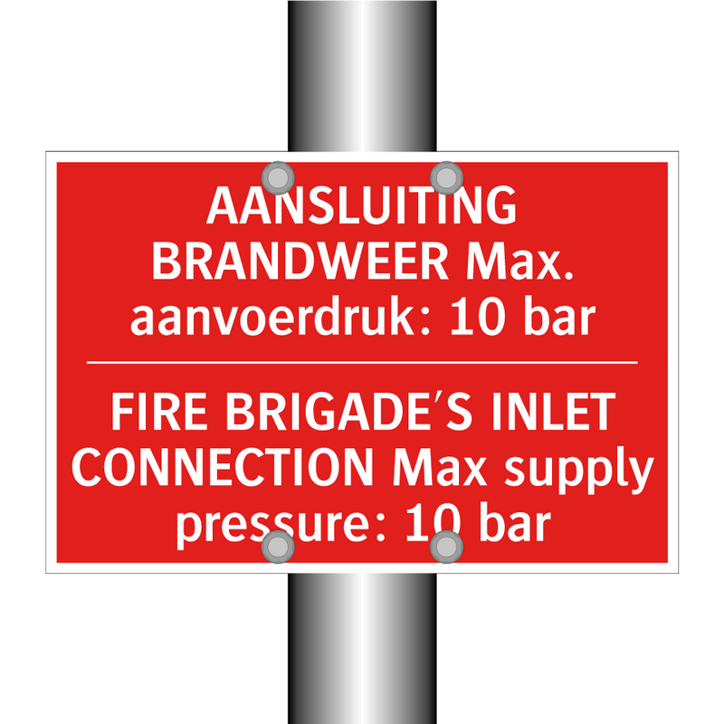 AANSLUITING BRANDWEER Max. aanvoerdruk: /.../ - FIRE BRIGADE'S INLET CONNECTION Max supply /.../