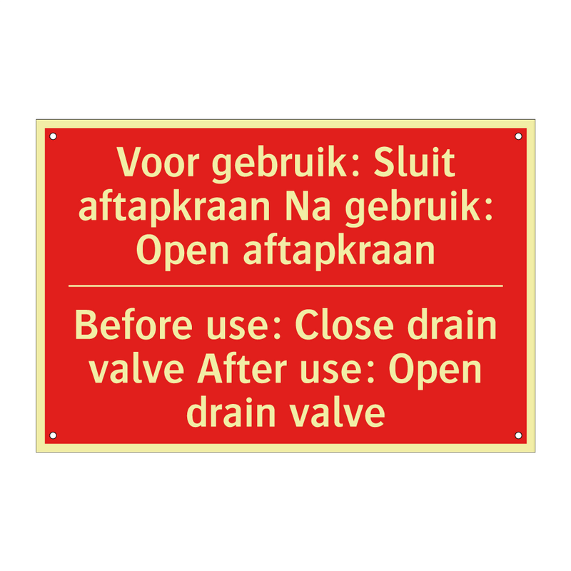 Voor gebruik: Sluit aftapkraan Na gebruik: /.../ - Before use: Close drain valve After use: /.../