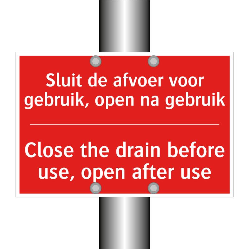 Sluit de afvoer voor gebruik, open na gebruik /.../ - Close the drain before use, open after use /.../