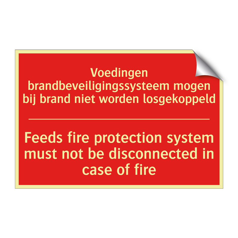 Voedingen brandbeveiligingssysteem mogen /.../ - Feeds fire protection system must not be /.../