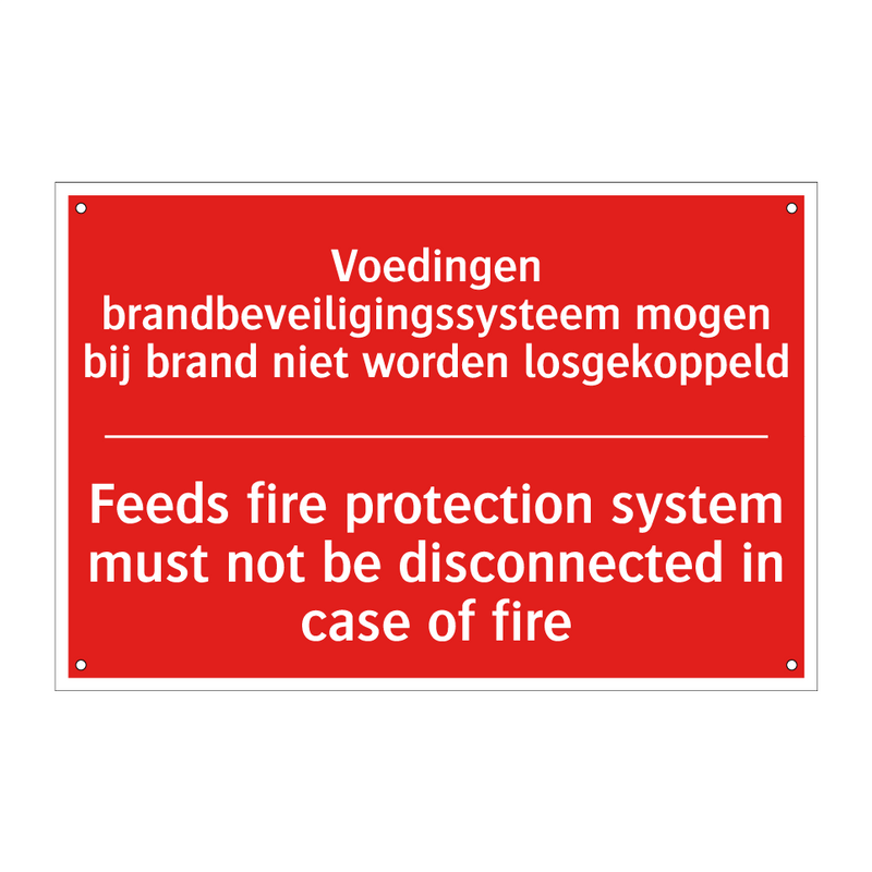 Voedingen brandbeveiligingssysteem mogen /.../ - Feeds fire protection system must not be /.../