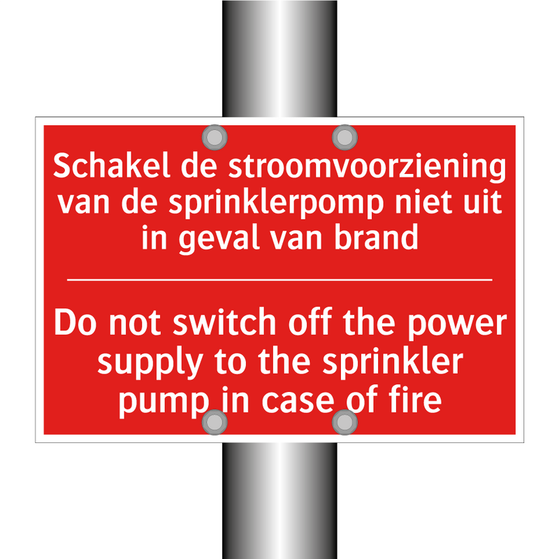 Schakel de stroomvoorziening van de sprinklerpomp /.../ - Do not switch off the power supply to the /.../