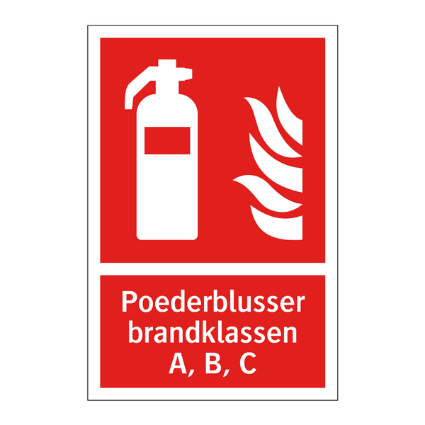 Poederblusser brandklassen A, B, C