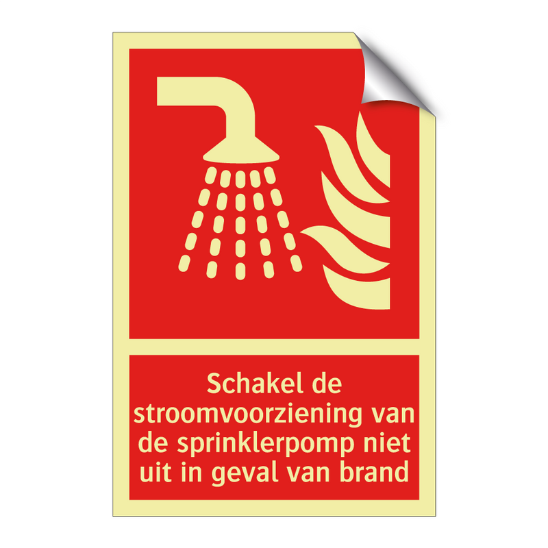 Schakel de stroomvoorziening van de sprinklerpomp niet uit in geval van brand