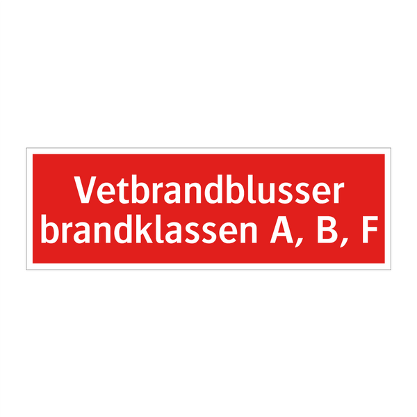 Vetbrandblusser brandklassen A, B, F