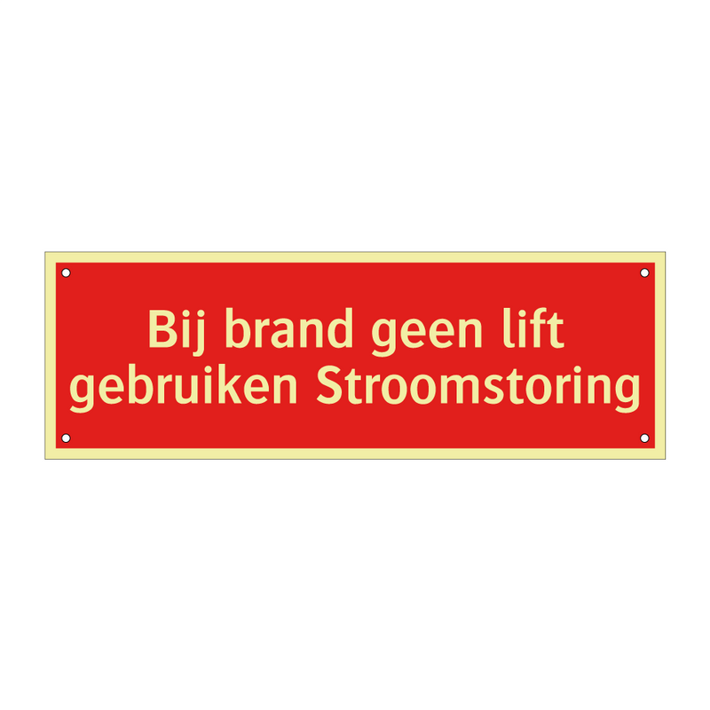 Bij brand geen lift gebruiken Stroomstoring