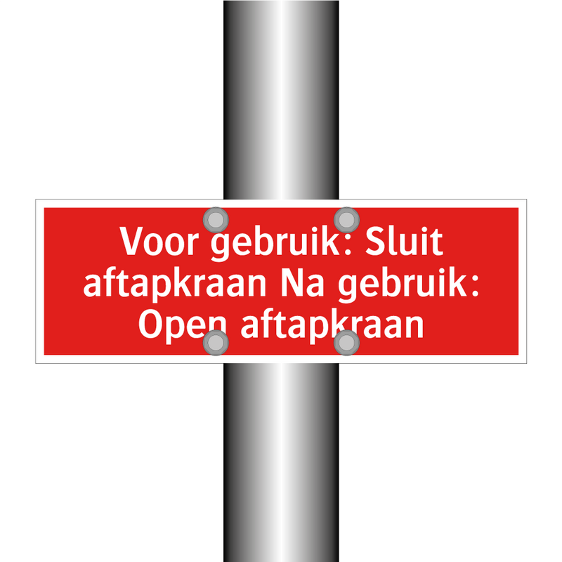 Voor gebruik: Sluit aftapkraan Na gebruik: Open aftapkraan