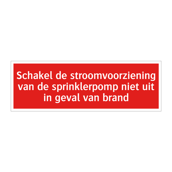 Schakel de stroomvoorziening van de sprinklerpomp niet uit in /.../