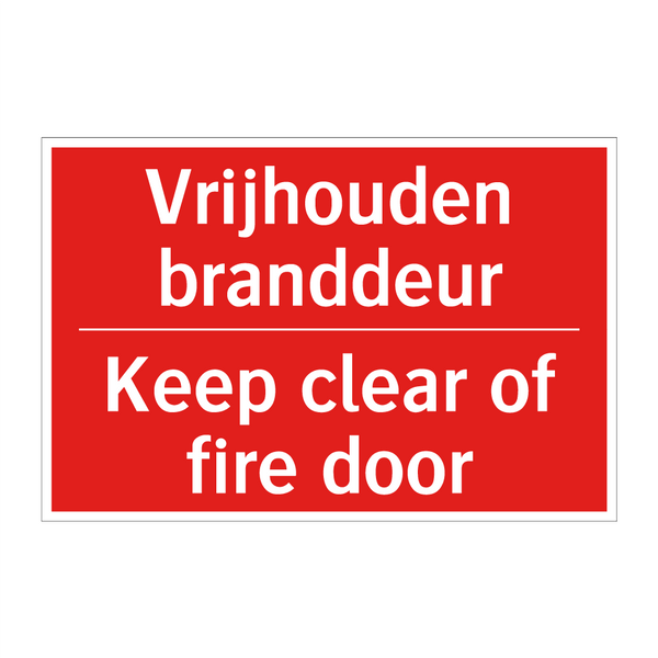 Vrijhouden branddeur - Keep clear of fire door