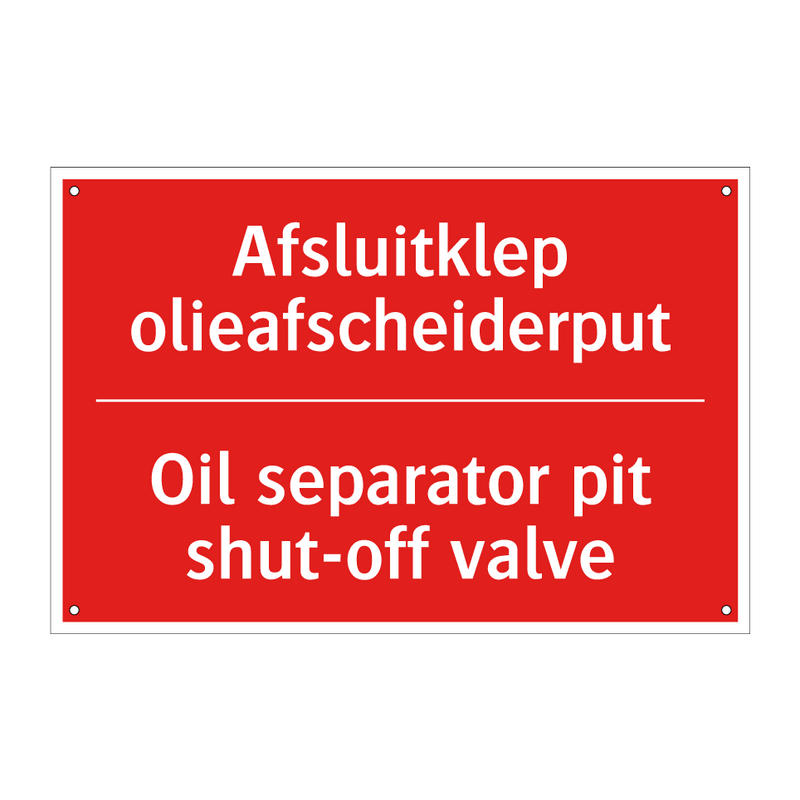 Afsluitklep olieafscheiderput - Oil separator pit shut-off valve