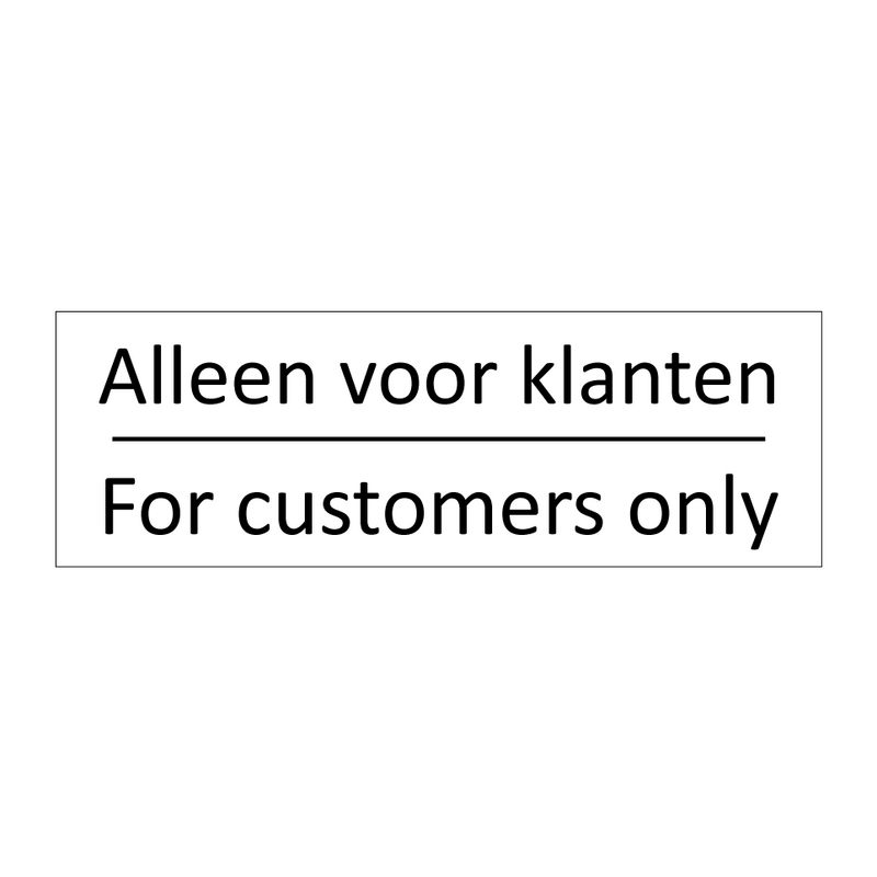 Alleen voor klanten - For customers only & Alleen voor klanten - For customers only