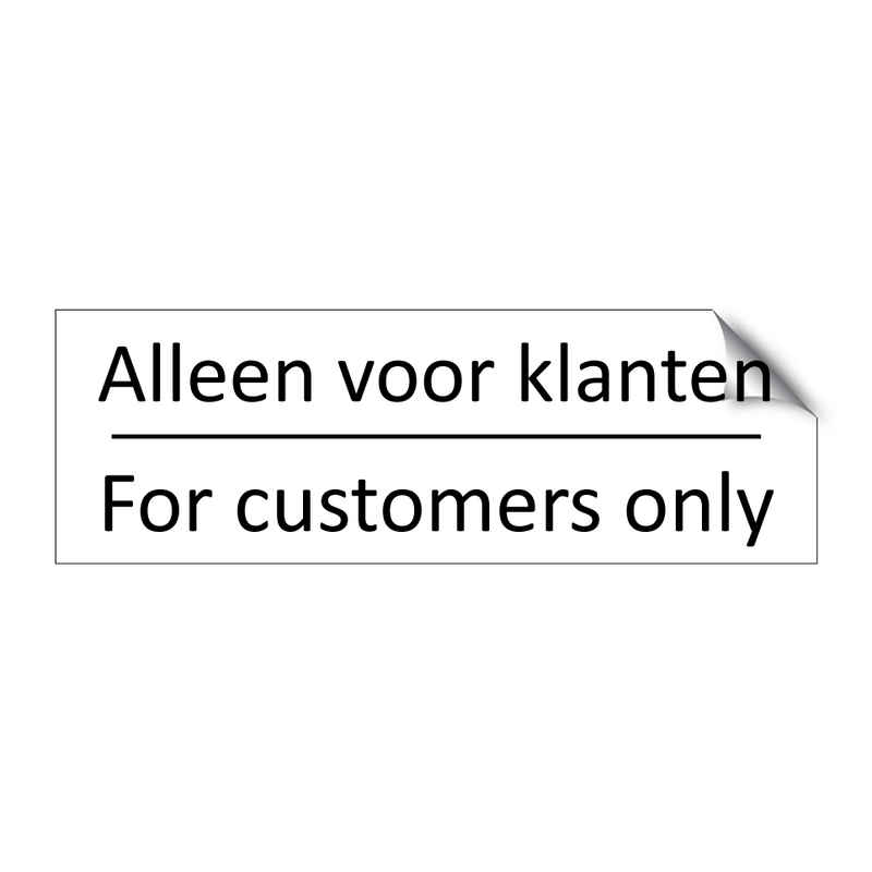 Alleen voor klanten - For customers only & Alleen voor klanten - For customers only