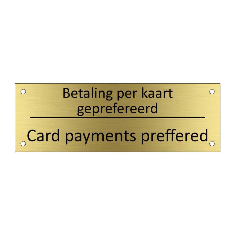 Betaling per kaart geprefereerd - Card payments preffered