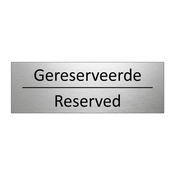 Gereserveerde - Reserved & Gereserveerde - Reserved & Gereserveerde - Reserved