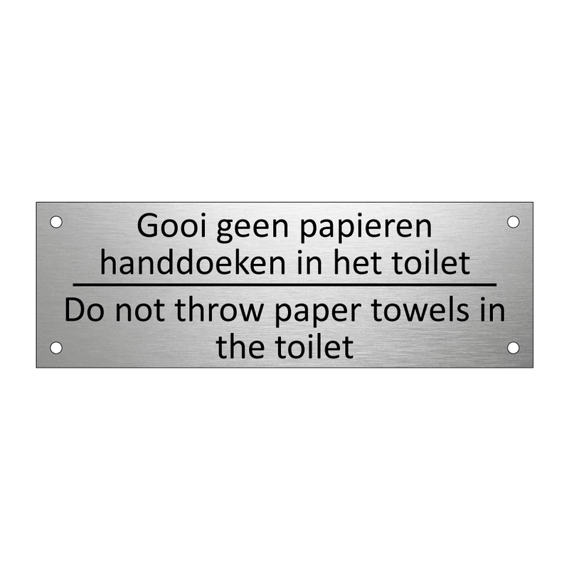 Gooi geen papieren handdoeken in het toilet /…/