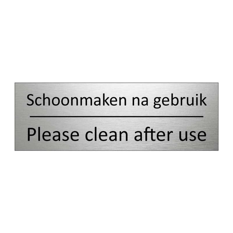 Schoonmaken na gebruik - Please clean after use & Schoonmaken na gebruik - Please clean after use