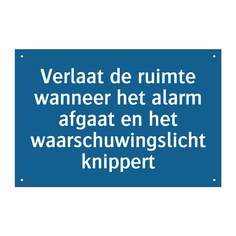 Verlaat de ruimte wanneer het alarm afgaat en het waarschuwingslicht knippert