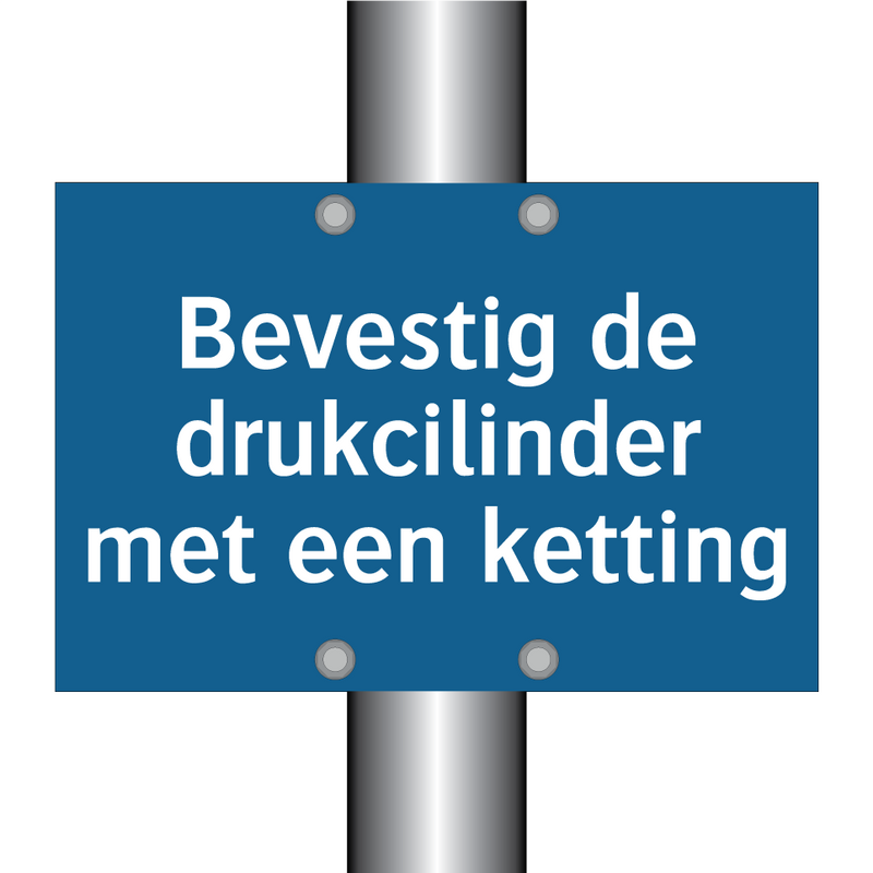 Bevestig de drukcilinder met een ketting & Bevestig de drukcilinder met een ketting