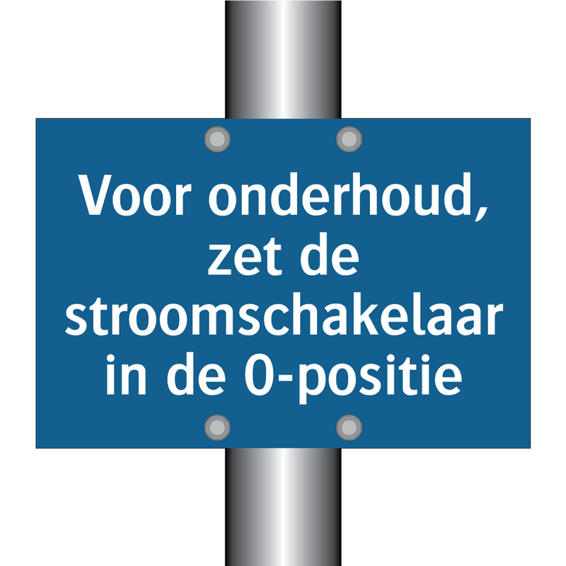 Voor onderhoud, zet de stroomschakelaar in de 0-positie