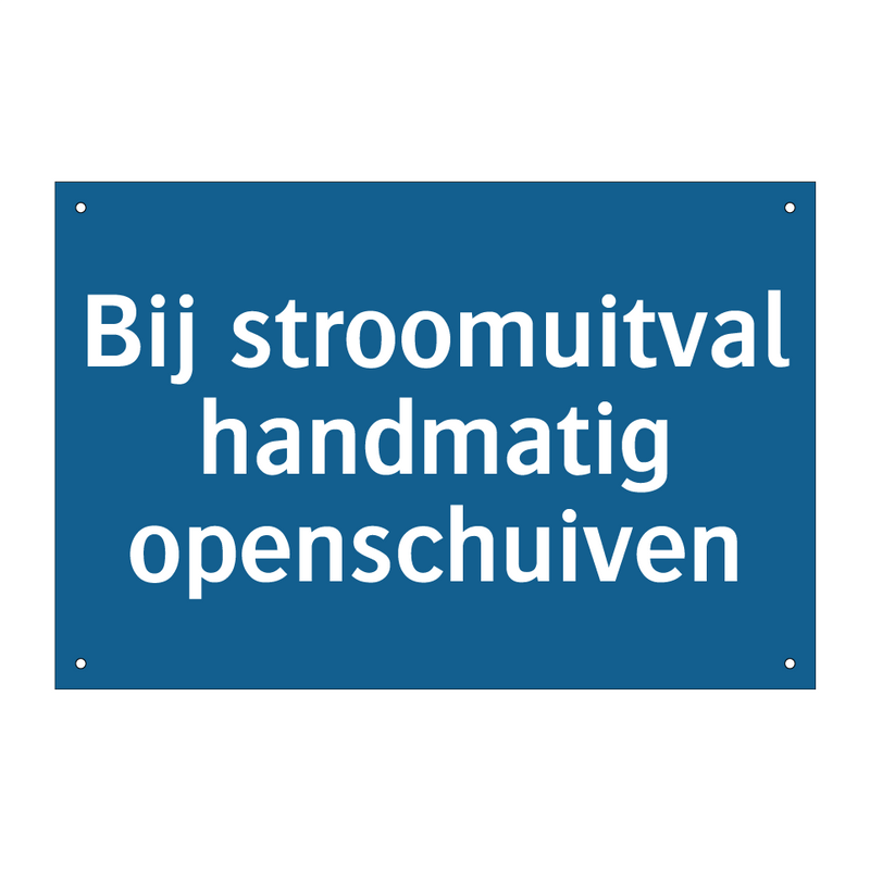 Bij stroomuitval handmatig openschuiven & Bij stroomuitval handmatig openschuiven