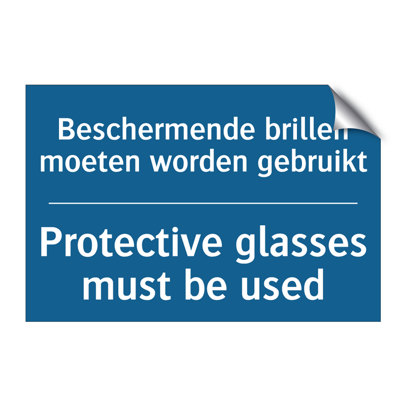 Beschermende brillen moeten worden /.../ - Protective glasses must be used /.../