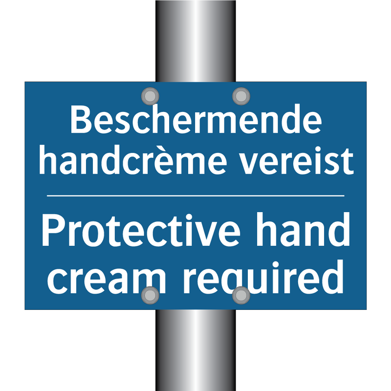 Beschermende handcrème vereist - Protective hand cream required