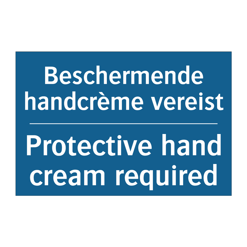 Beschermende handcrème vereist - Protective hand cream required