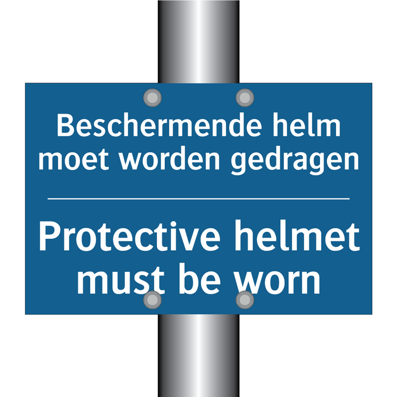 Beschermende helm moet worden /.../ - Protective helmet must be worn