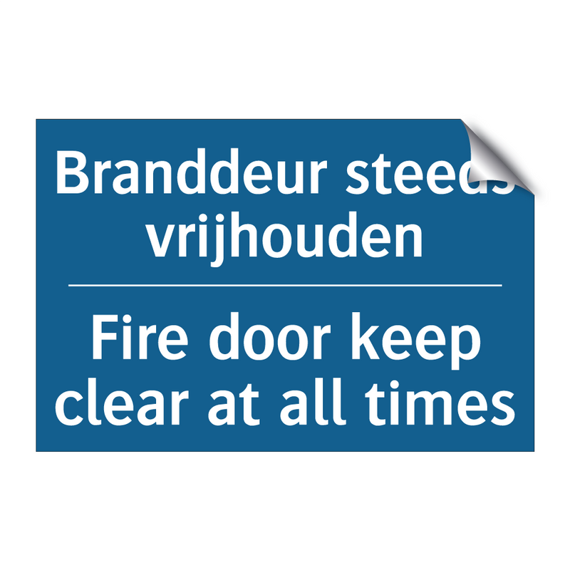 Branddeur steeds vrijhouden - Fire door keep clear at all times /.../