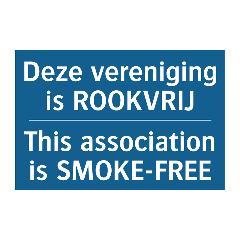 Deze vereniging is ROOKVRIJ - This association is SMOKE-FREE