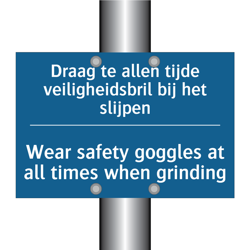 Draag te allen tijde veiligheidsbril /.../ - Wear safety goggles at all times /.../