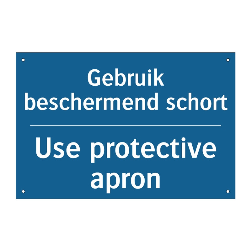 Gebruik beschermend schort - Use protective apron