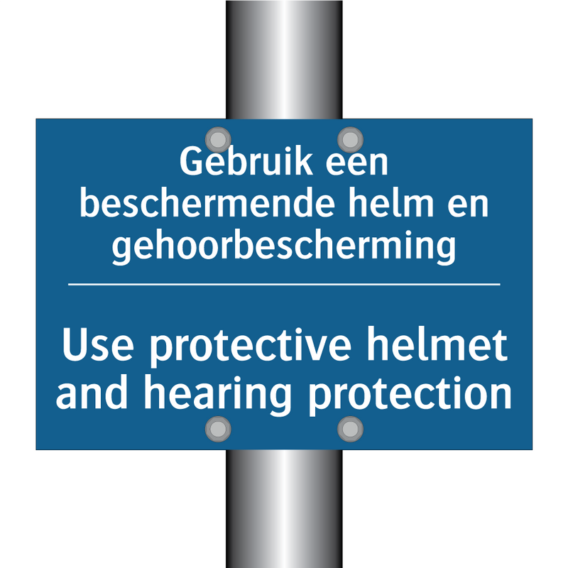 Gebruik een beschermende helm /.../ - Use protective helmet and hearing /.../