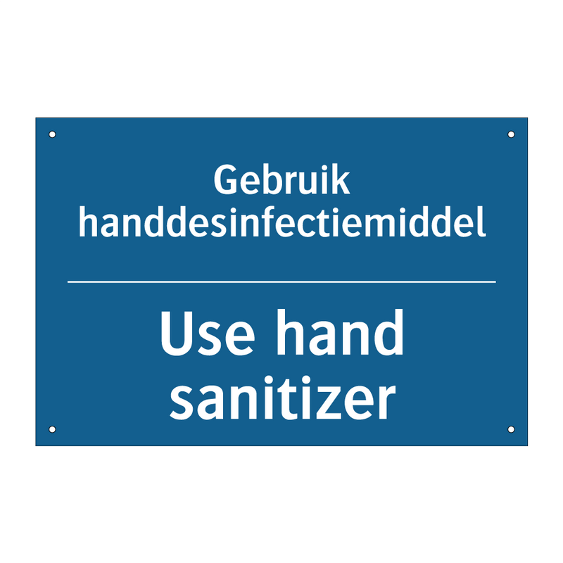 Gebruik handdesinfectiemiddel - Use hand sanitizer