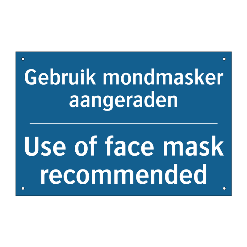 Gebruik mondmasker aangeraden - Use of face mask recommended