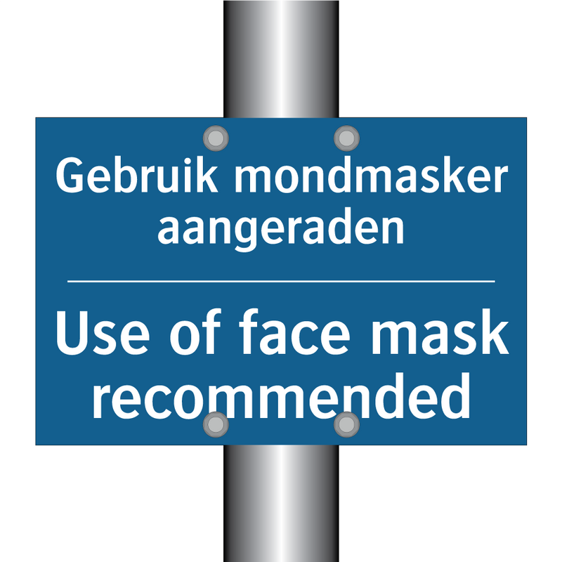 Gebruik mondmasker aangeraden - Use of face mask recommended