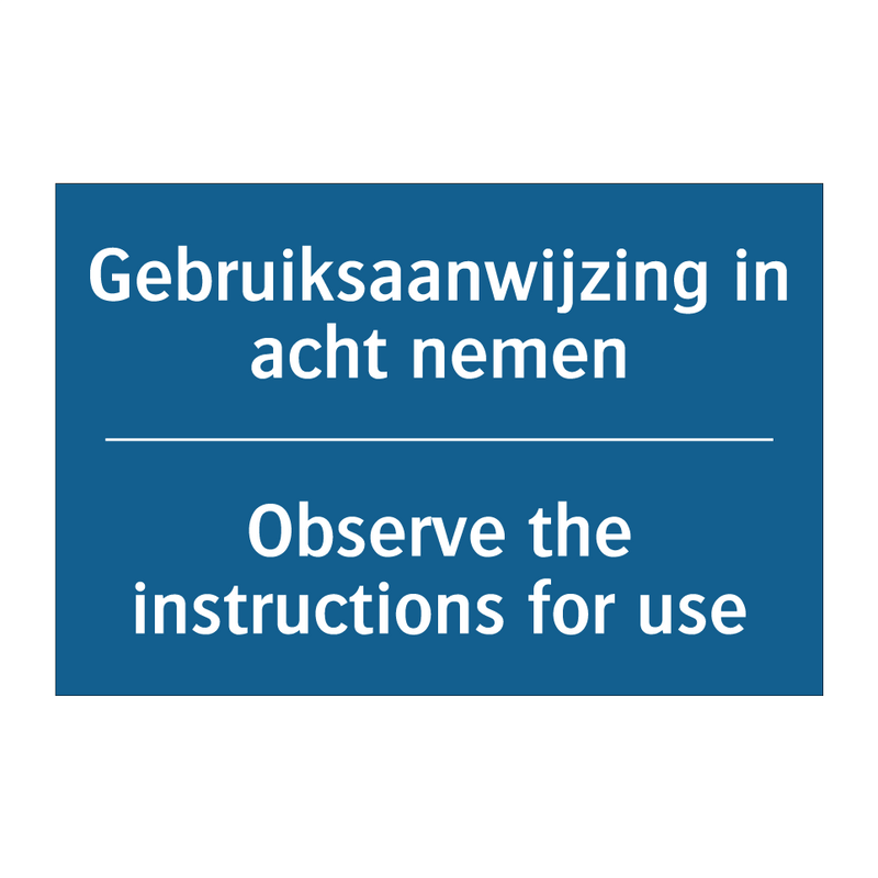 Gebruiksaanwijzing in acht nemen /.../ - Observe the instructions for use /.../