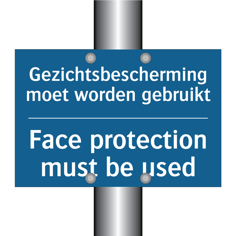 Gezichtsbescherming moet worden /.../ - Face protection must be used