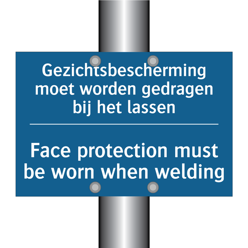 Gezichtsbescherming moet worden /.../ - Face protection must be worn when /.../