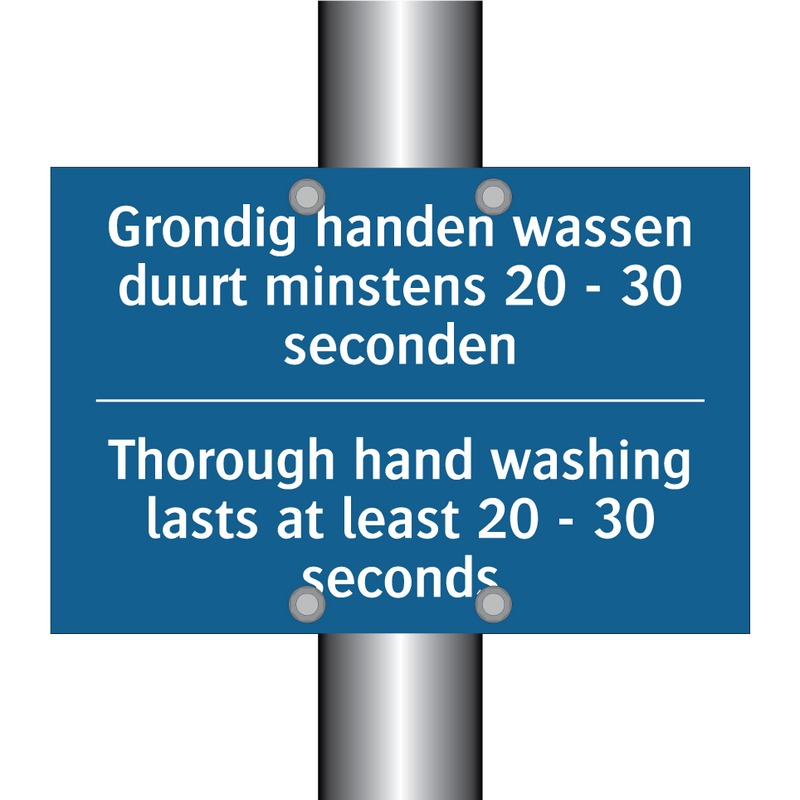 Grondig handen wassen duurt minstens /.../ - Thorough hand washing lasts at /.../