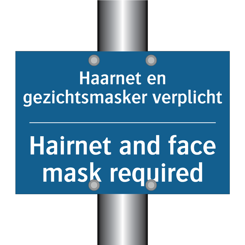 Haarnet en gezichtsmasker verplicht /.../ - Hairnet and face mask required