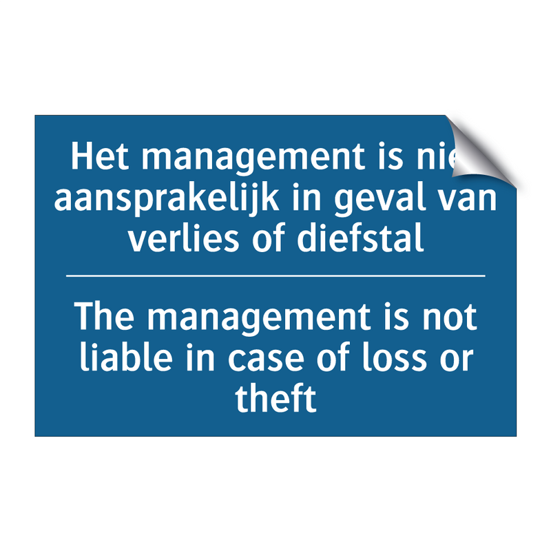 Het management is niet aansprakelijk /.../ - The management is not liable in /.../